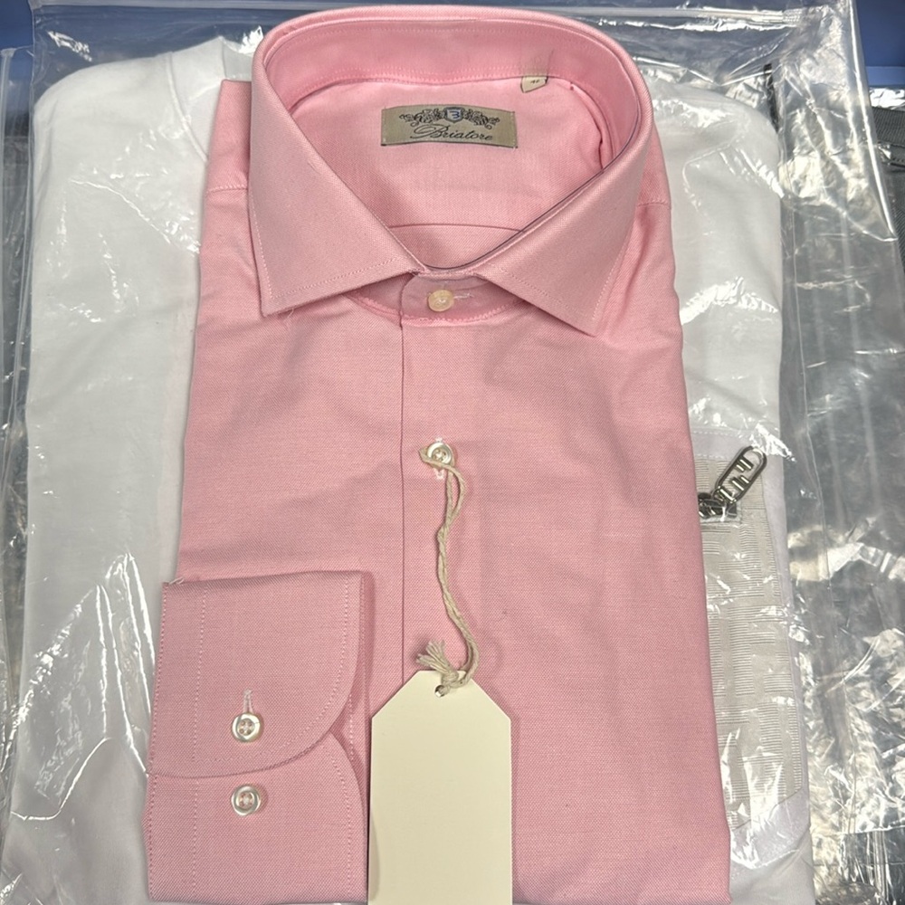 Made in Italy pink dress shirt size 42-43-45-46 1/2. Modern fit